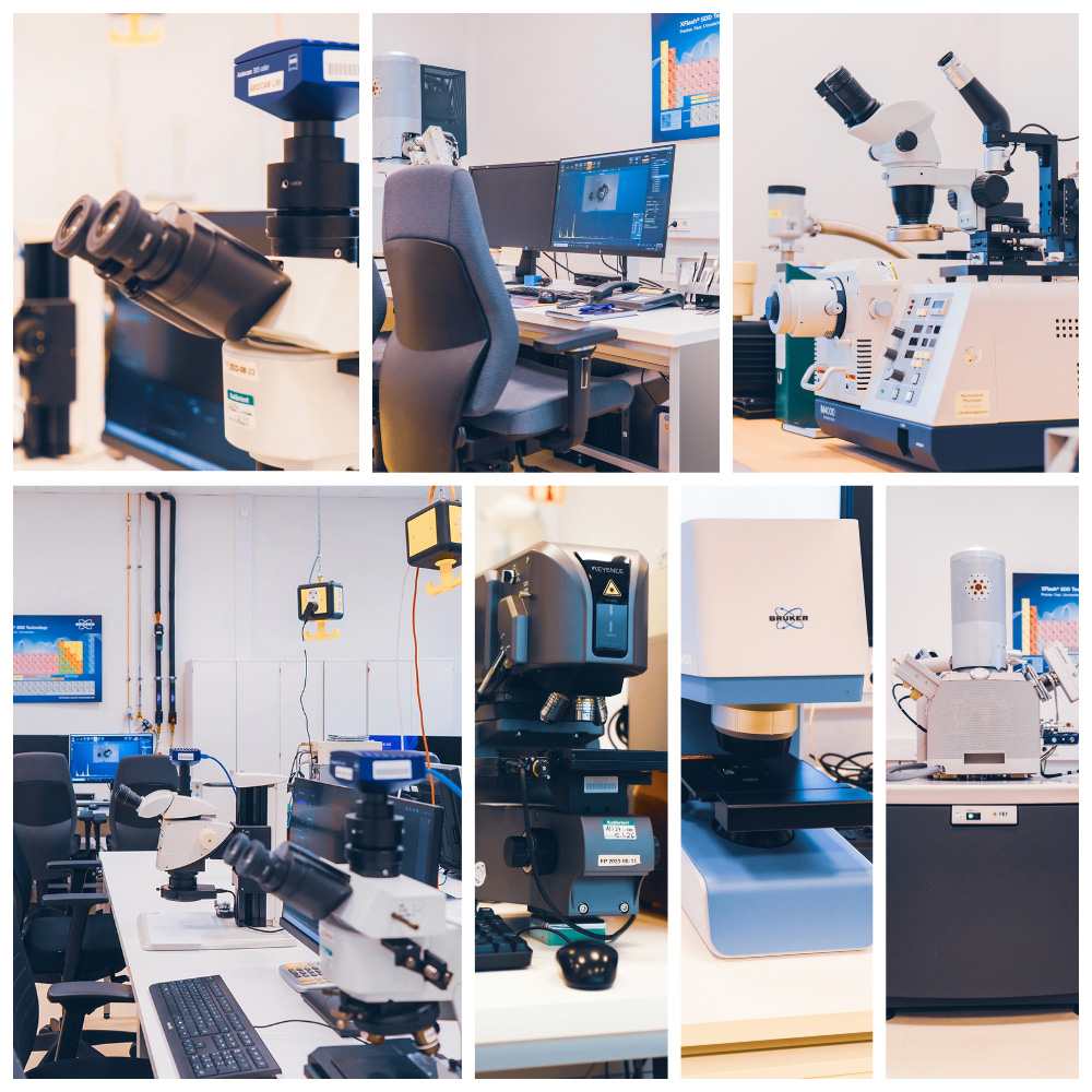 Die Laborräume des STI mit verschiedenen Arbeitsplätzen und Messinstrumenten.